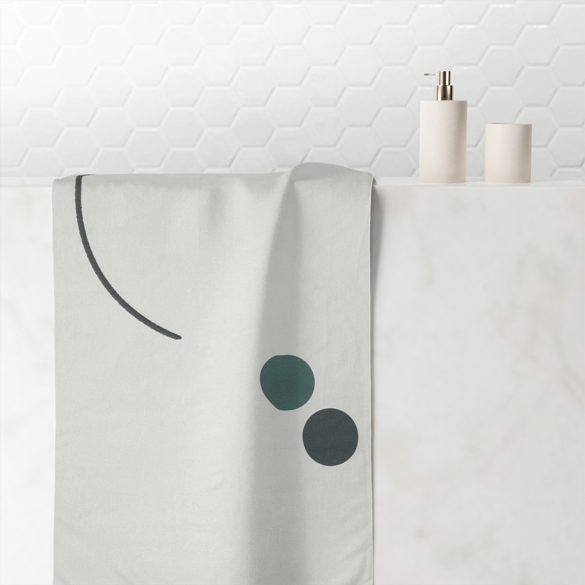 Offset Crescent And Twin Dots custom towels