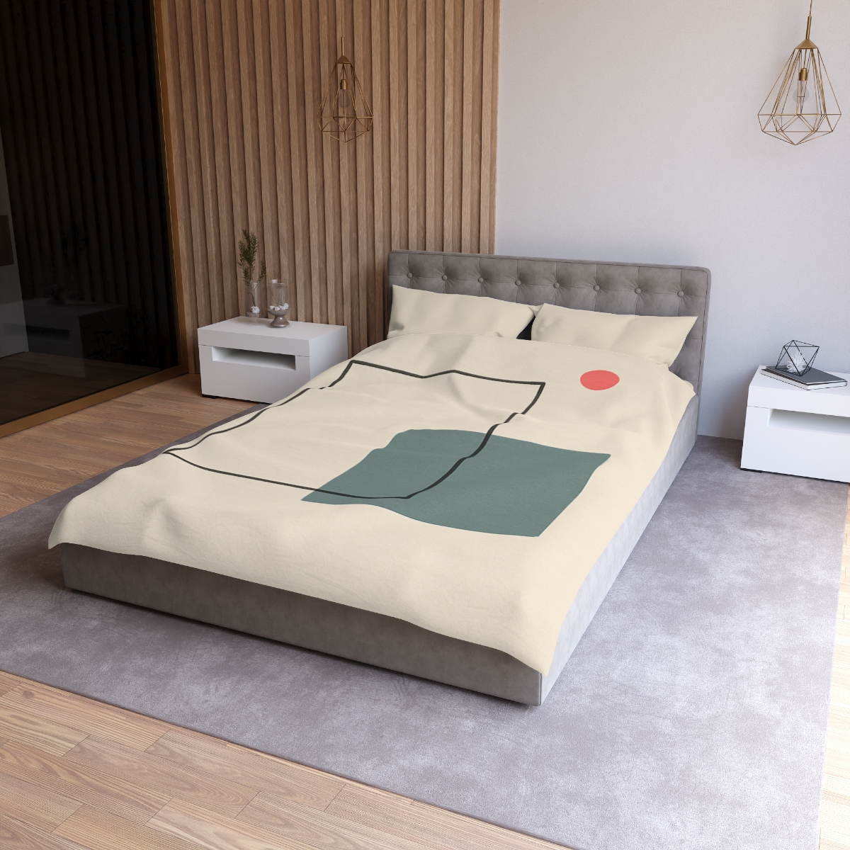 Open Frame With Quiet Spill designer printed duvets