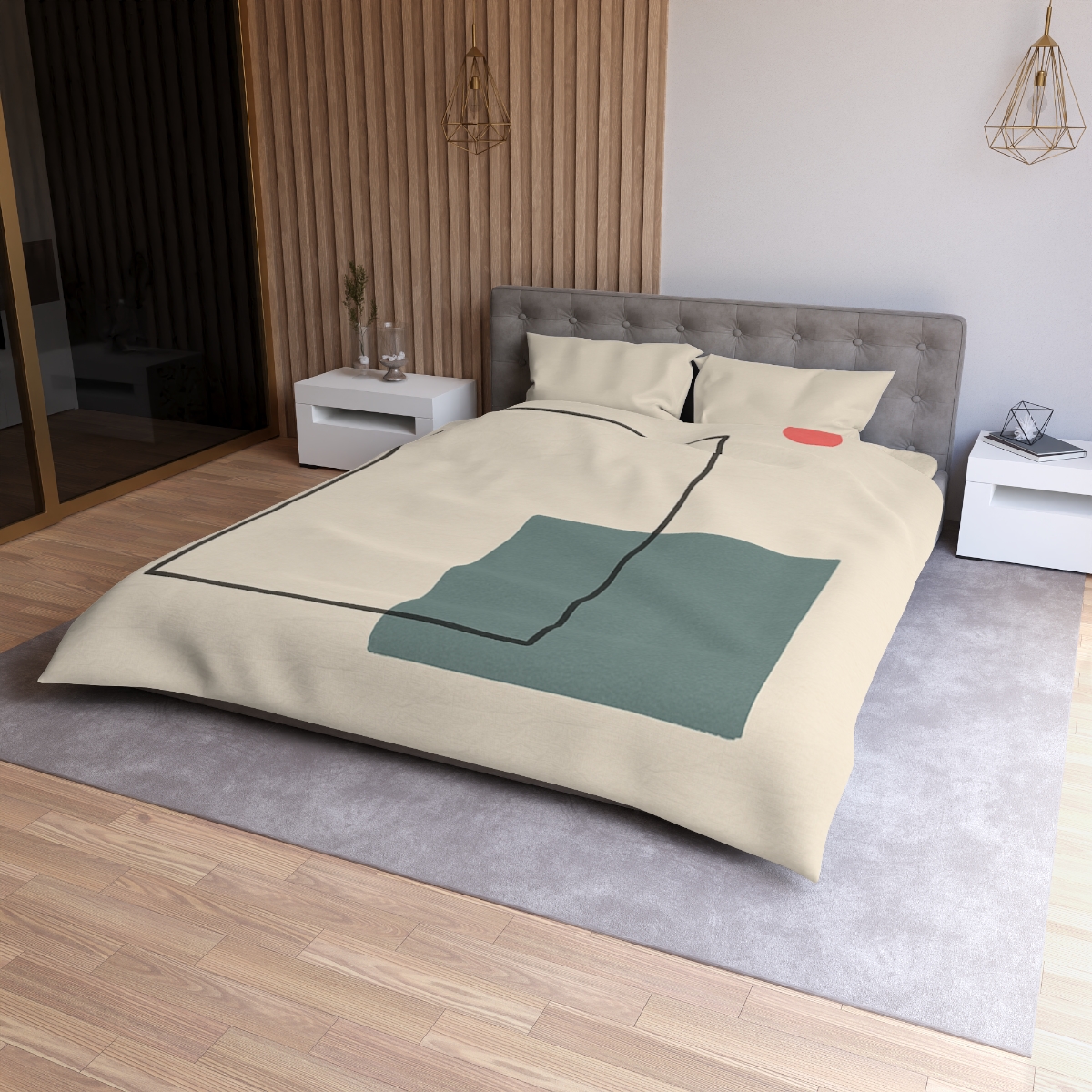 Open Frame With Quiet Spill designer printed duvets