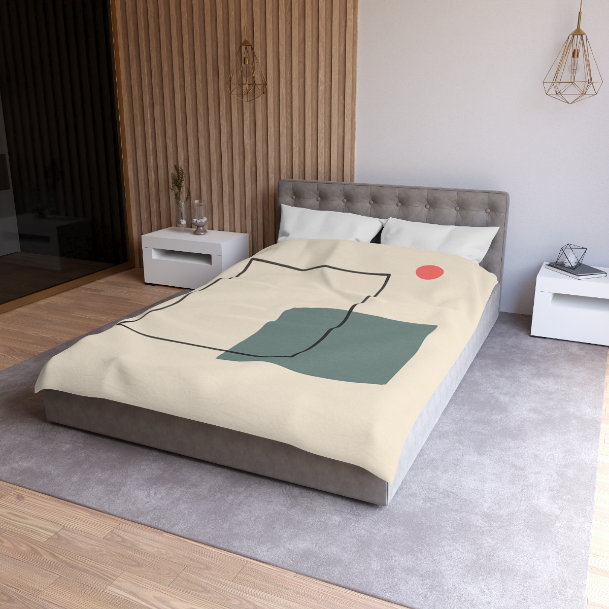 Open Frame With Quiet Spill designer printed duvets