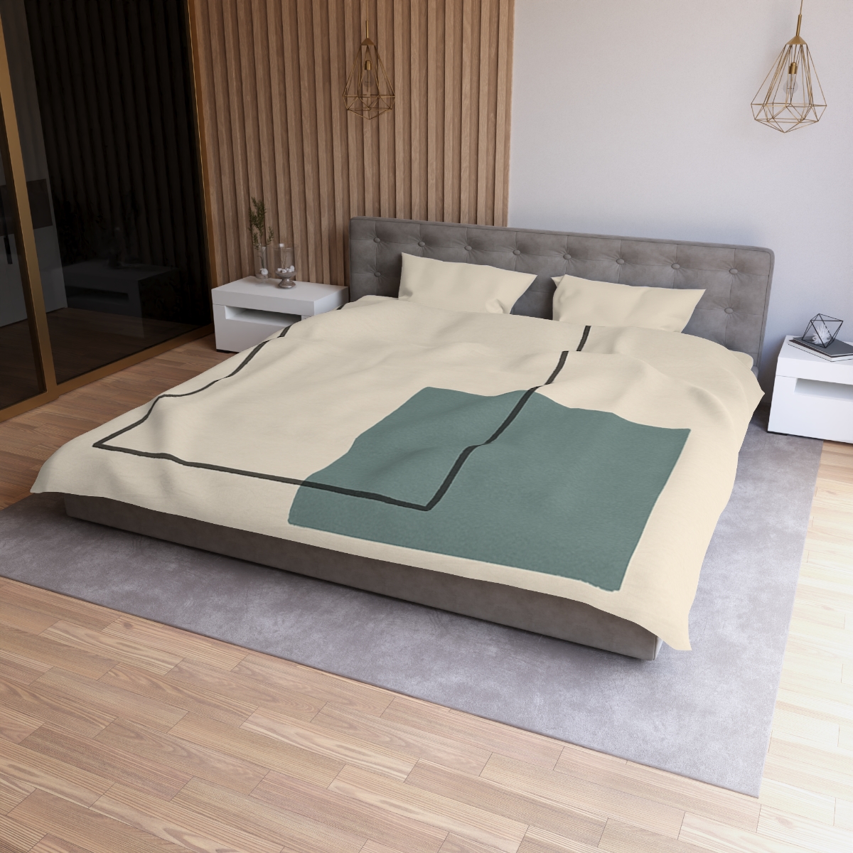 Open Frame With Quiet Spill designer printed duvets