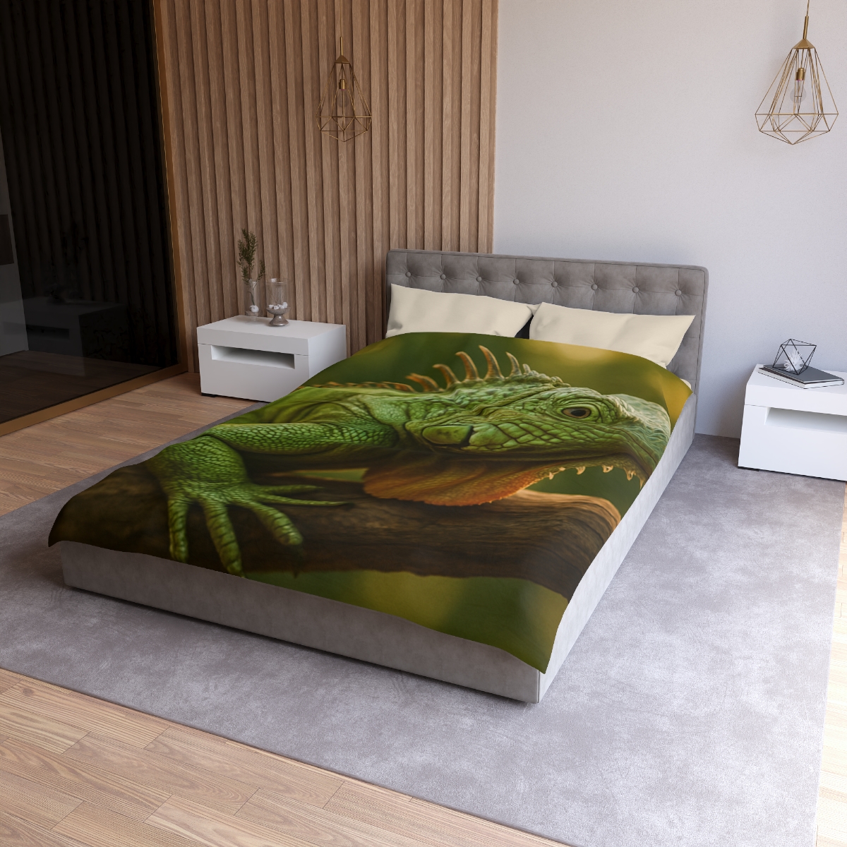 Orbit Glow Green Iguana custom duvets