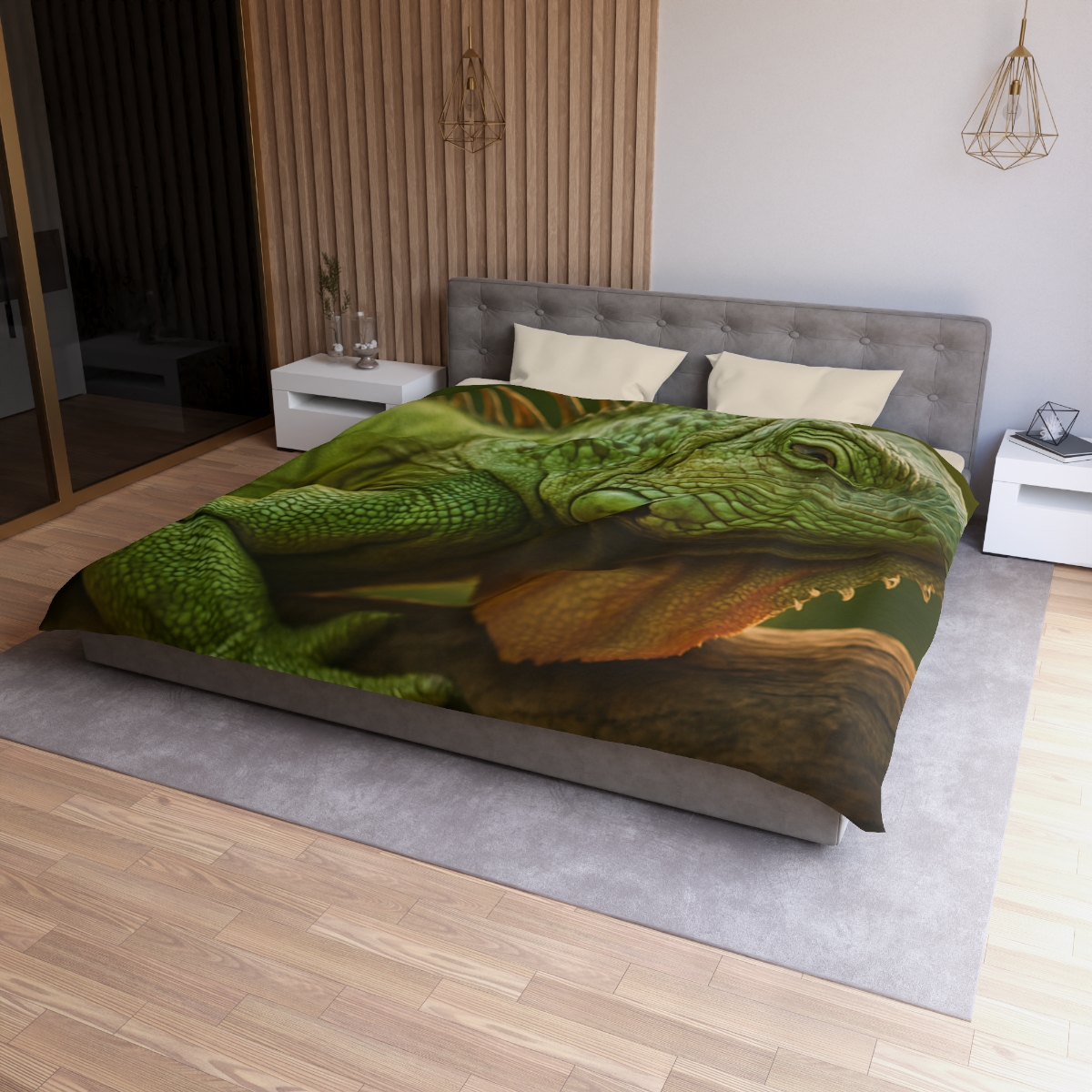 Orbit Glow Green Iguana custom duvets