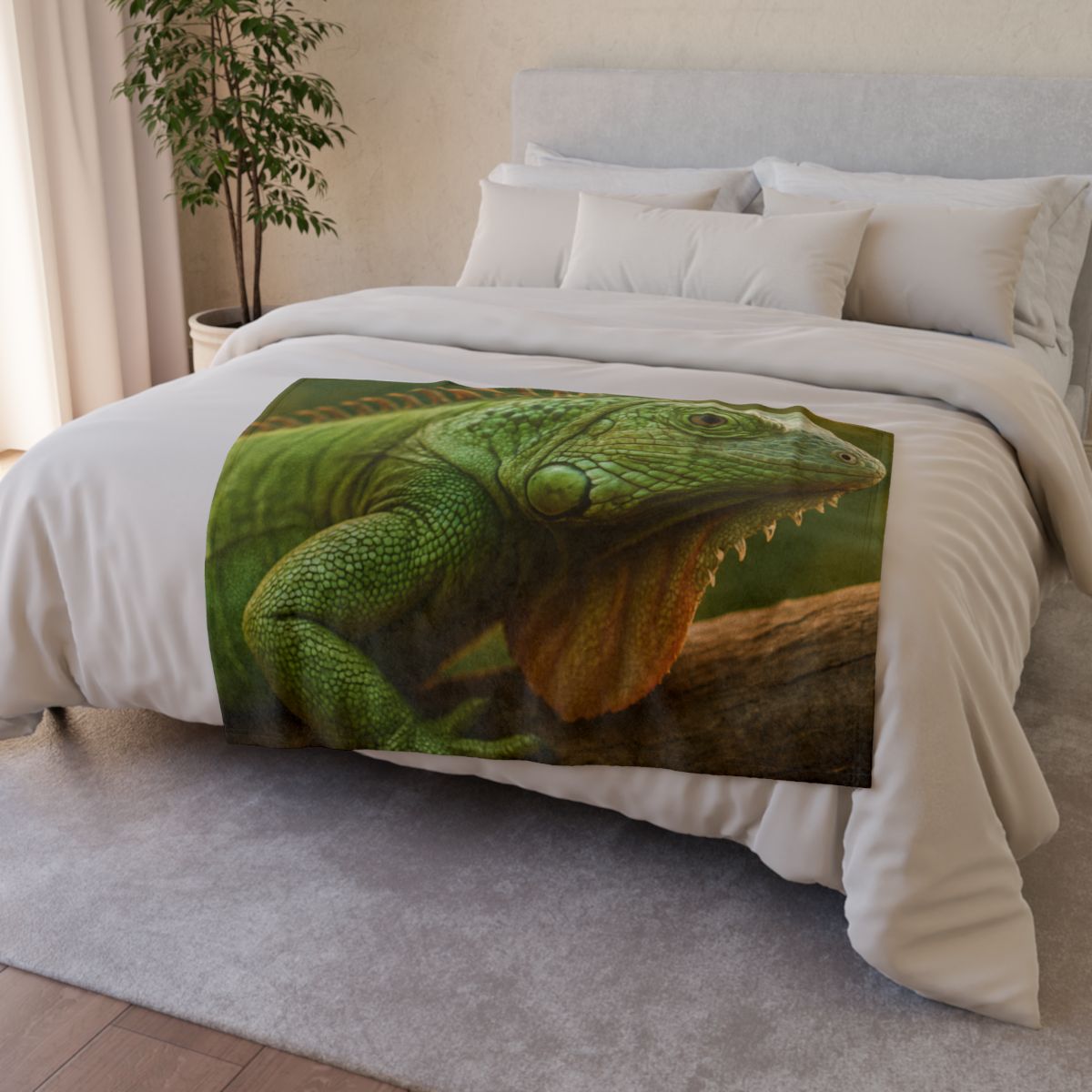 Orbit Glow Green Iguana soft fleece blankets
