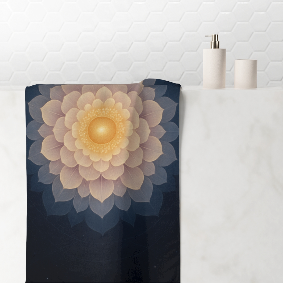 Orbital Blossom Mandala personalized bath towels