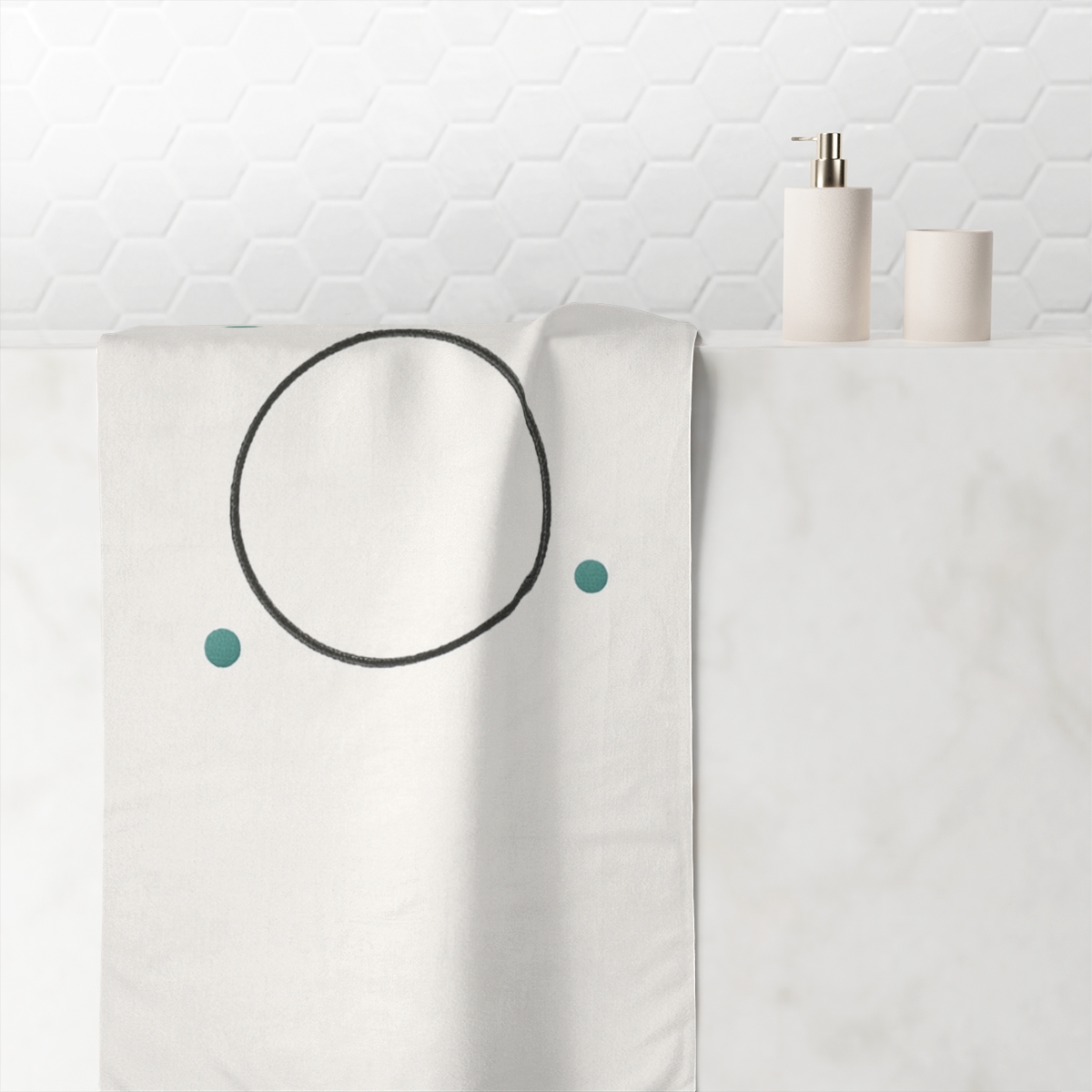 Orbiting Dots Around Quiet Ring designer printed towels