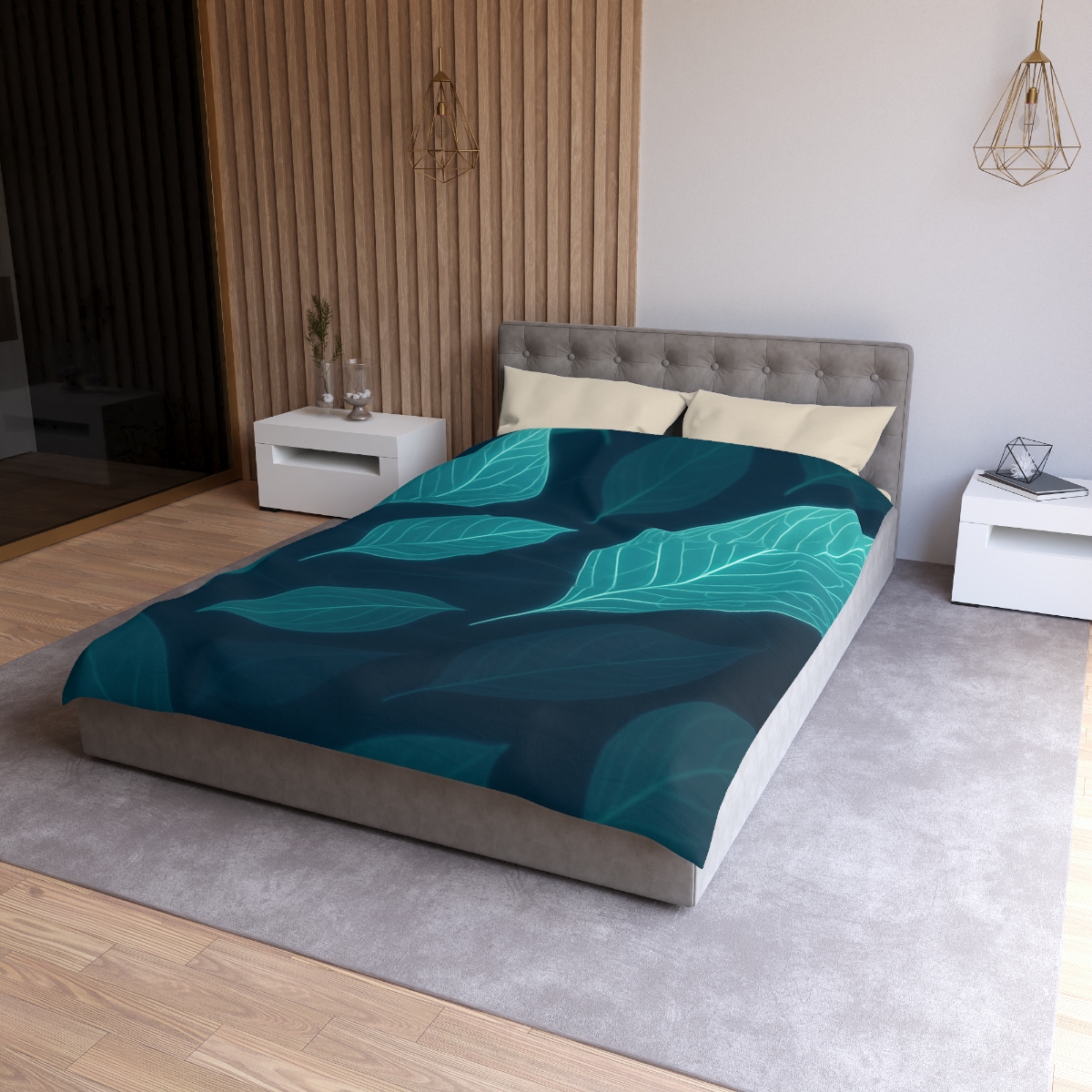 Orbiting Leaf Vein Circuit trendy bedroom duvets