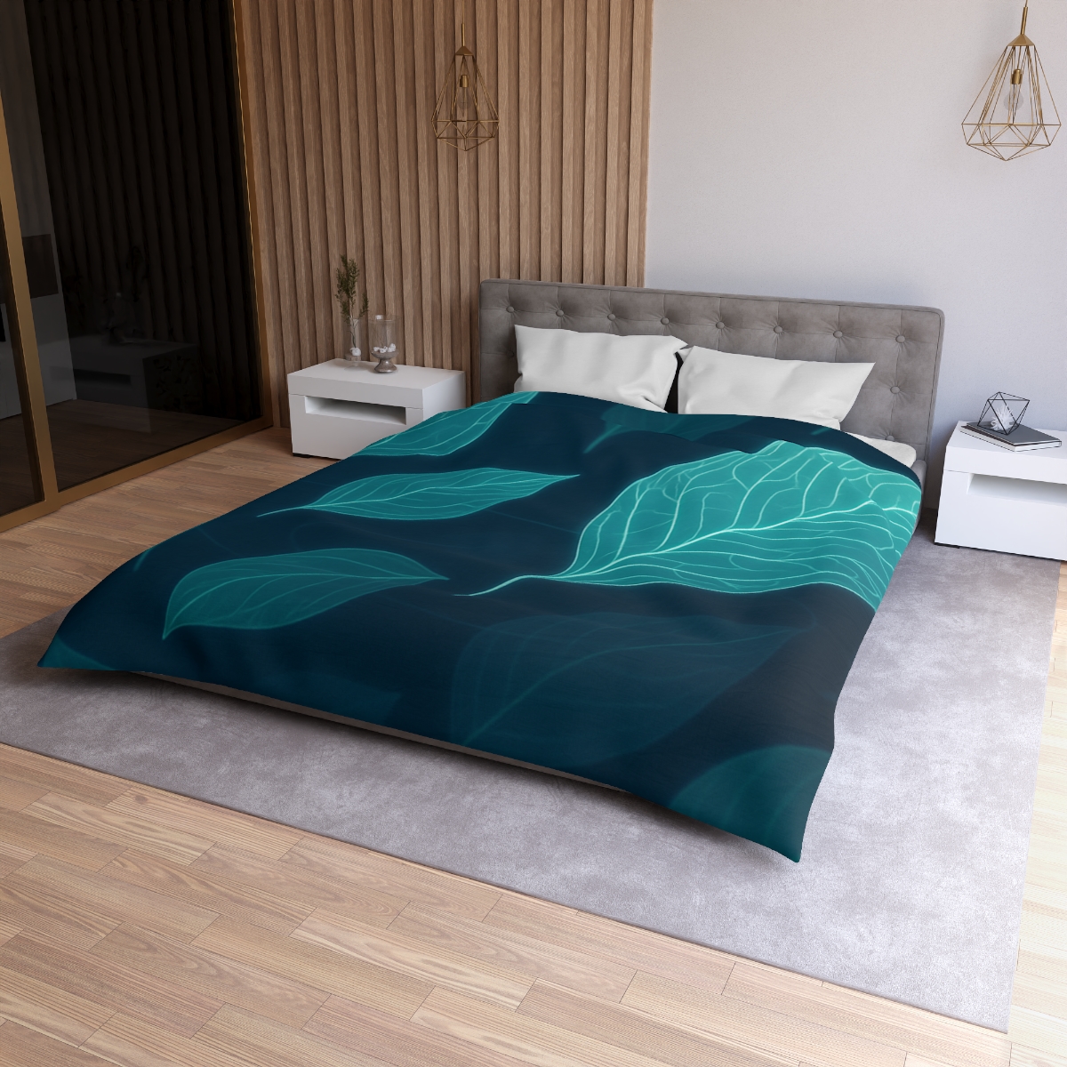Orbiting Leaf Vein Circuit trendy bedroom duvets