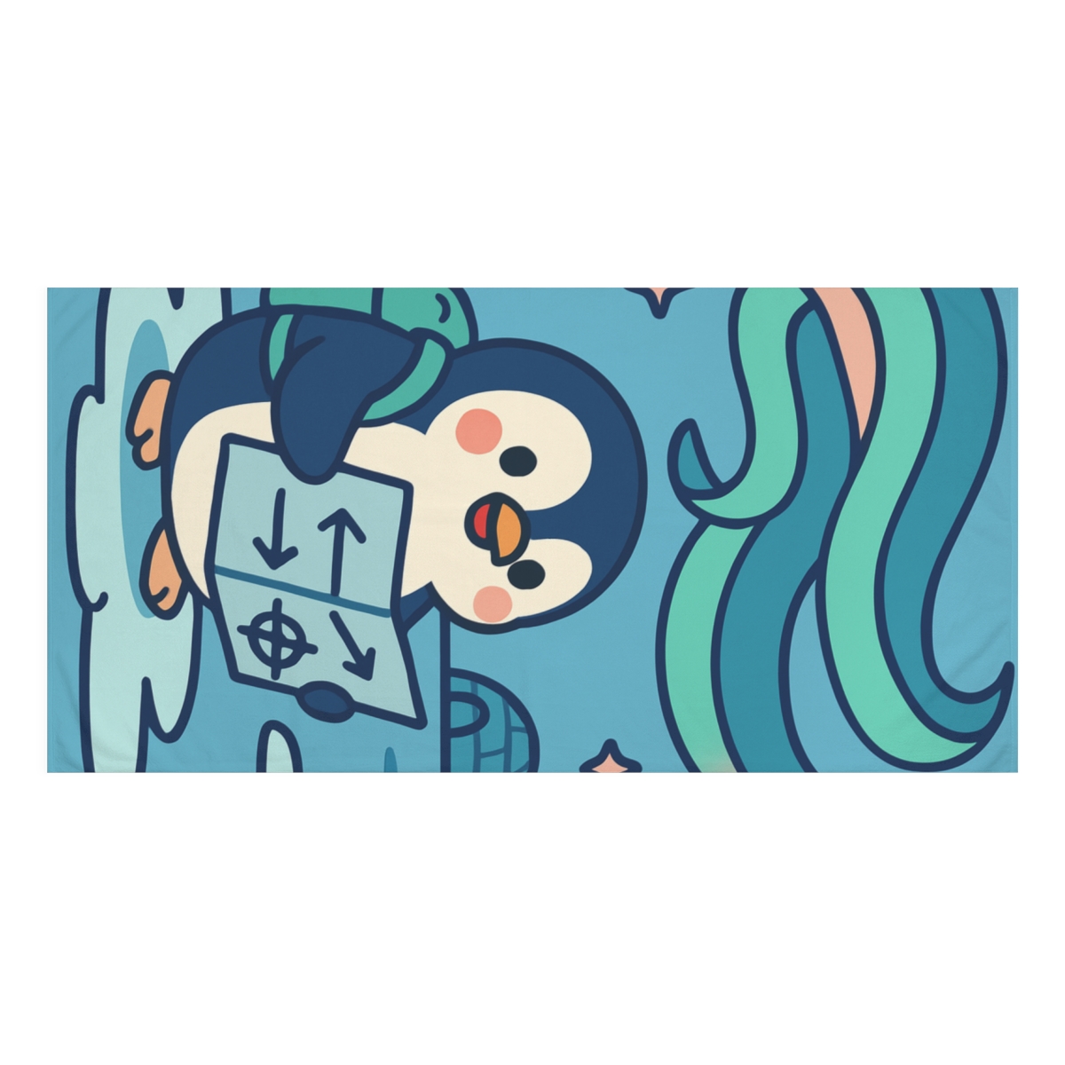 Penguin Polar Aurora Map comfortable face towels