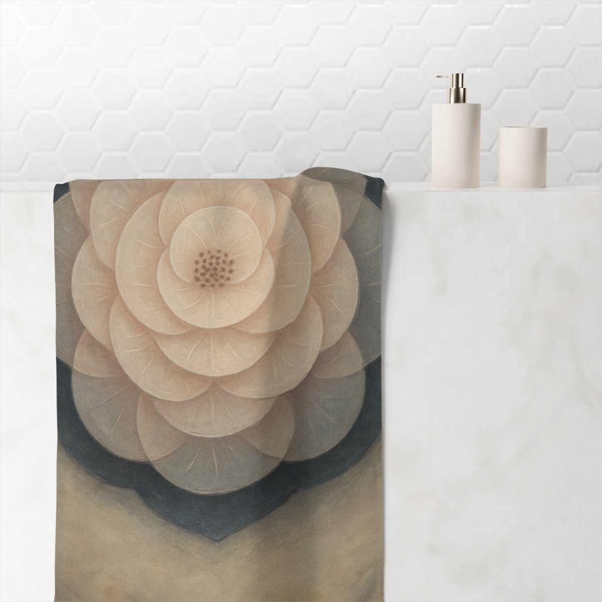 Petal Halo Overlay designer printed towels