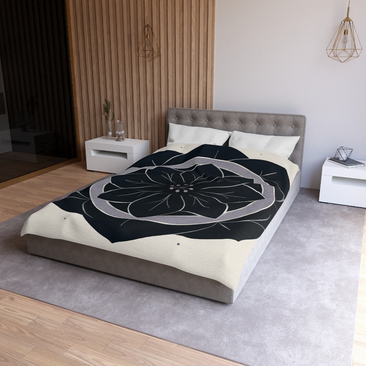 Petal Orbit Rosette designer printed duvets