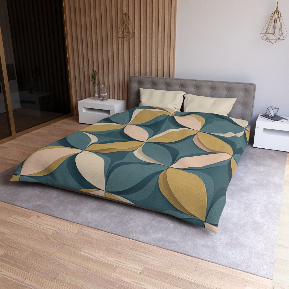 Petal Ripple Grid designer printed duvets