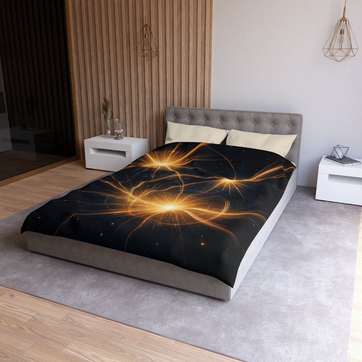 Photon Burst Constellation designer printed duvets