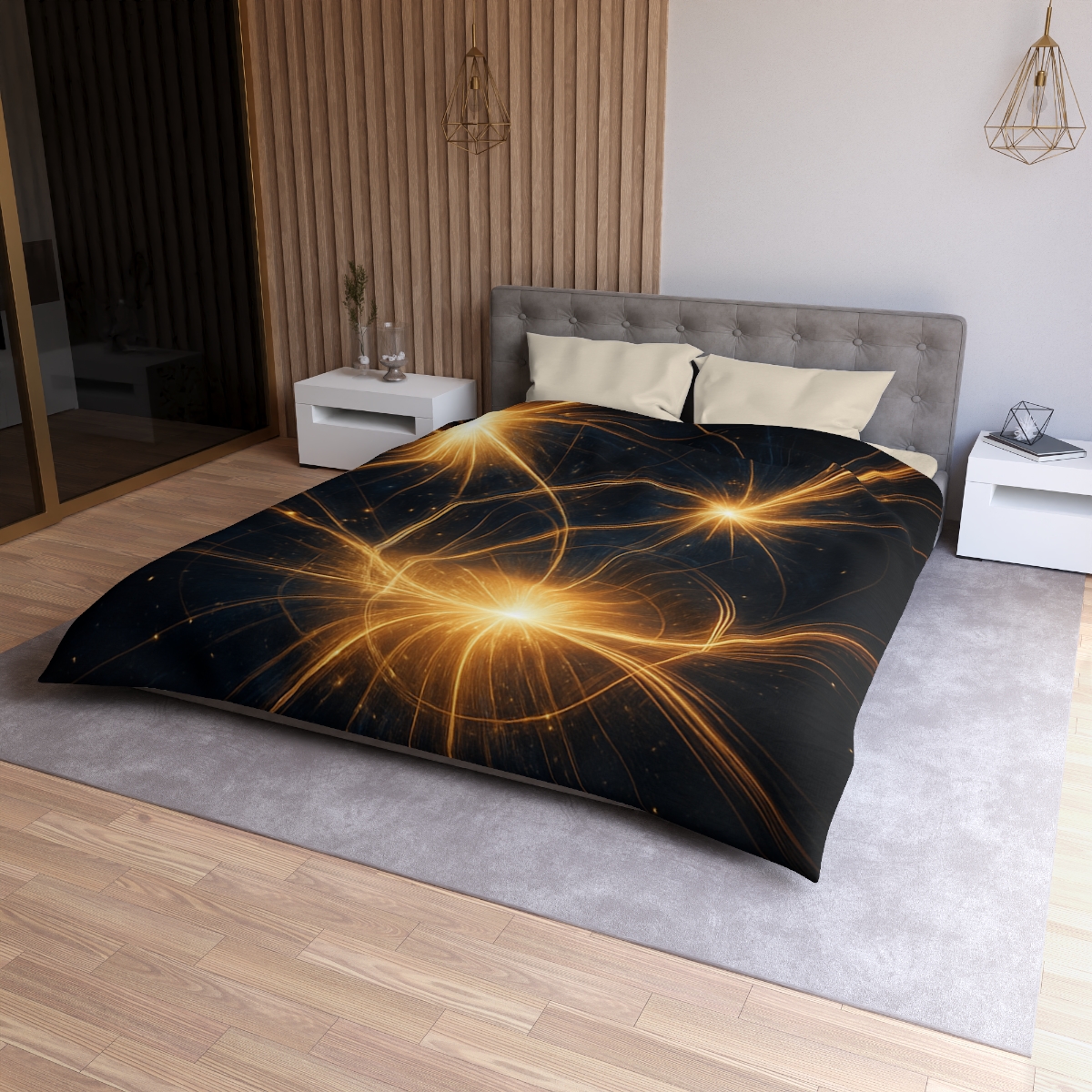 Photon Burst Constellation designer printed duvets