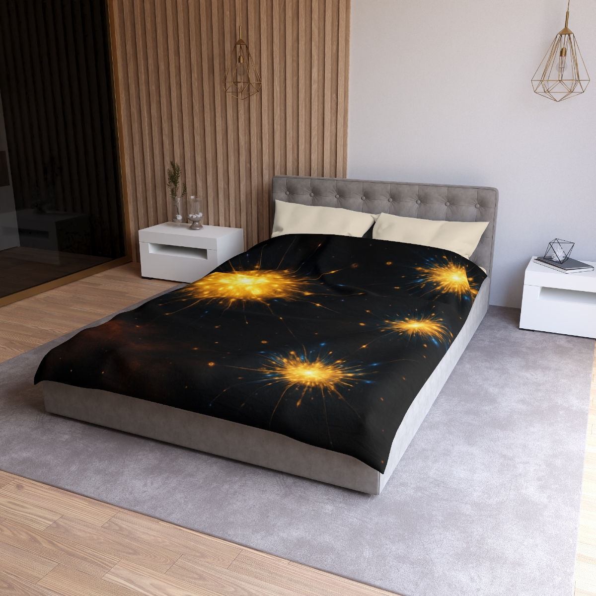 Photon Burst Constellation designer printed duvets