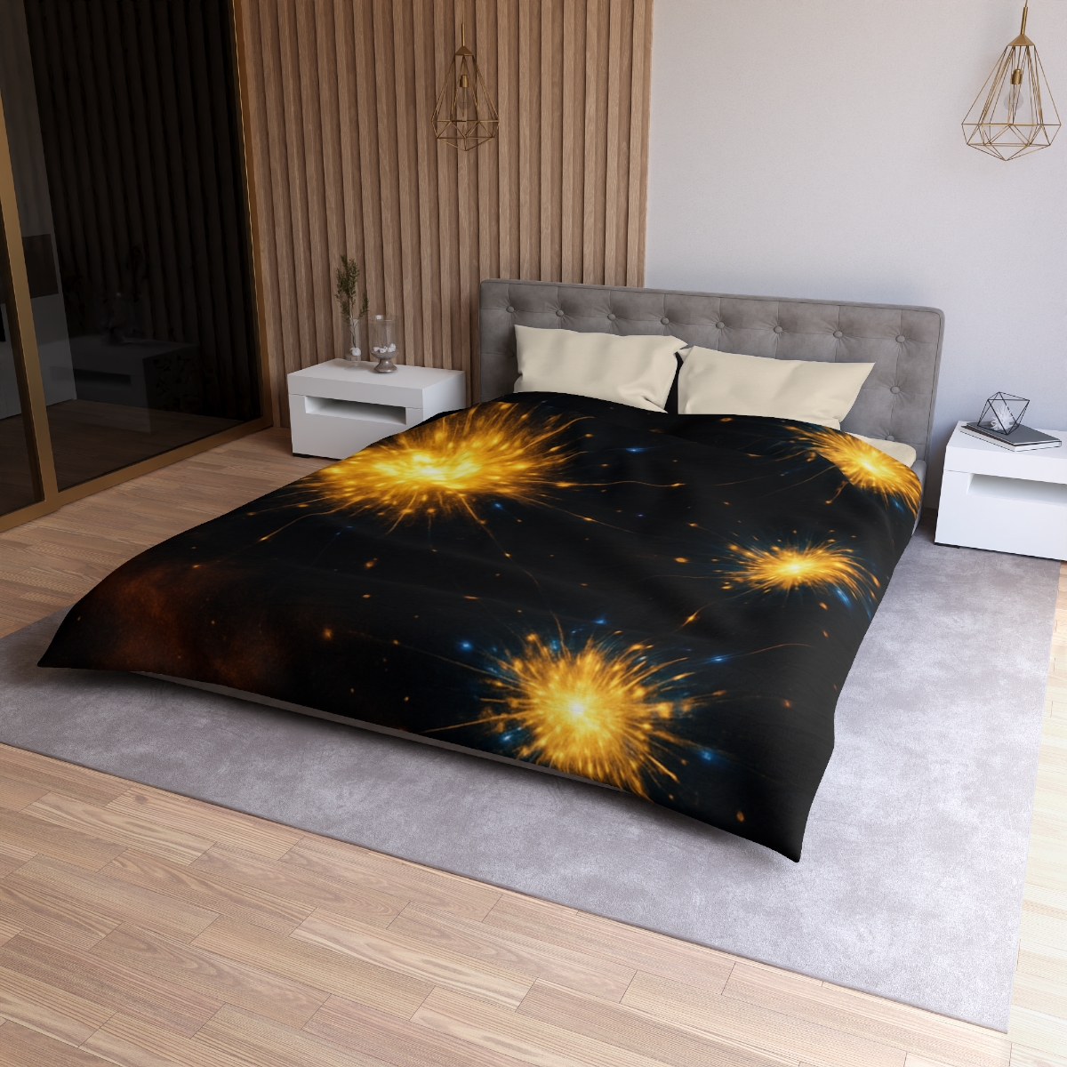 Photon Burst Constellation designer printed duvets