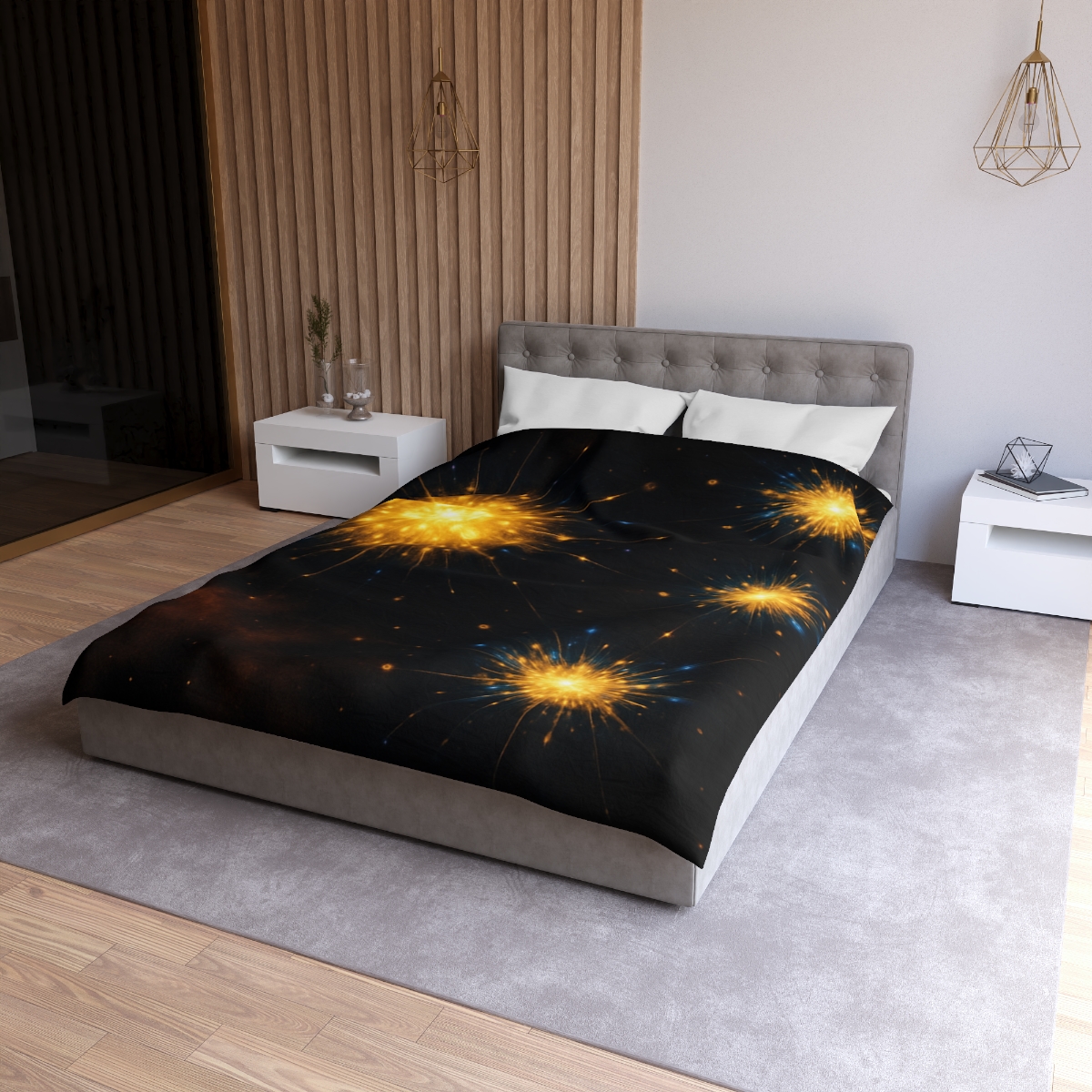 Photon Burst Constellation designer printed duvets