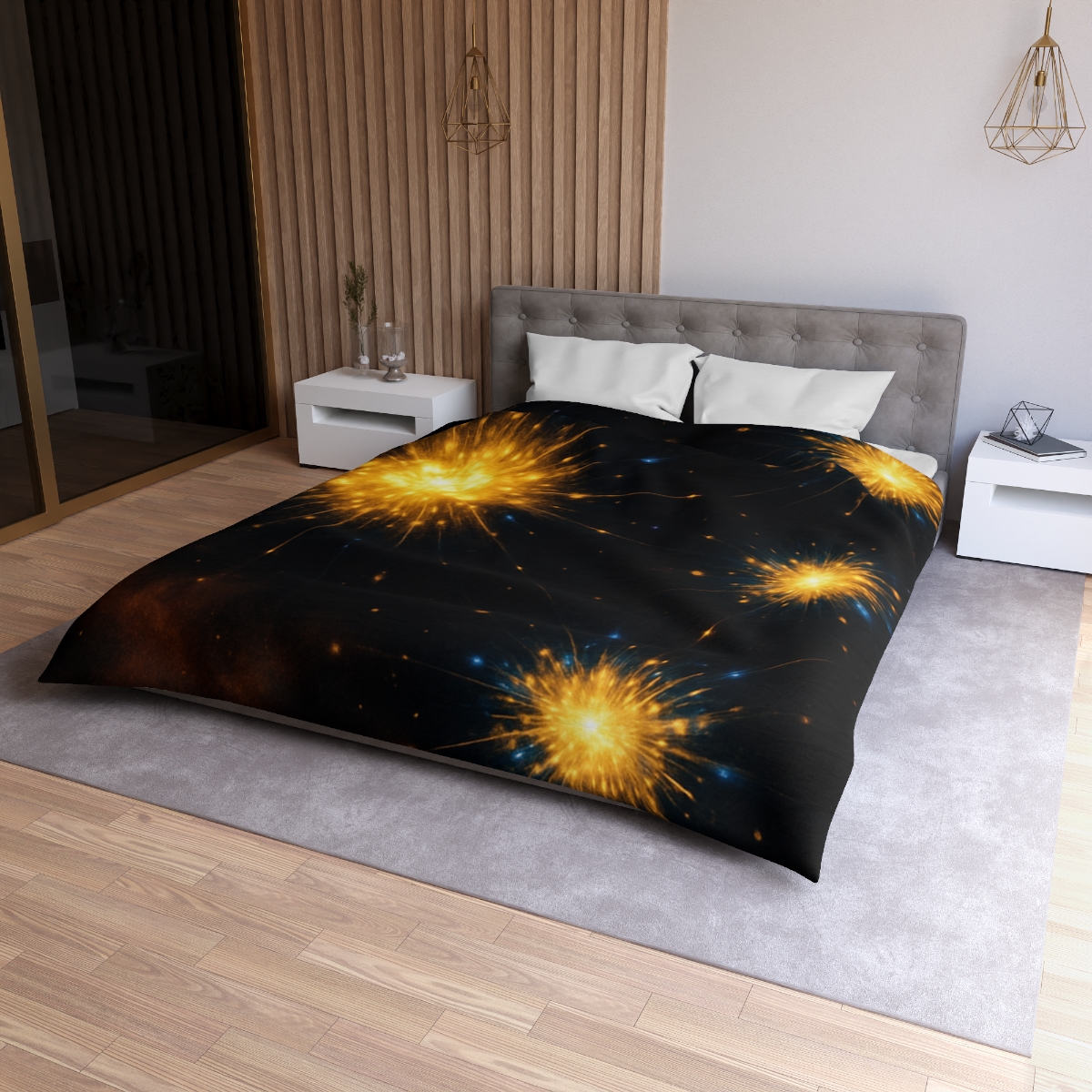 Photon Burst Constellation designer printed duvets