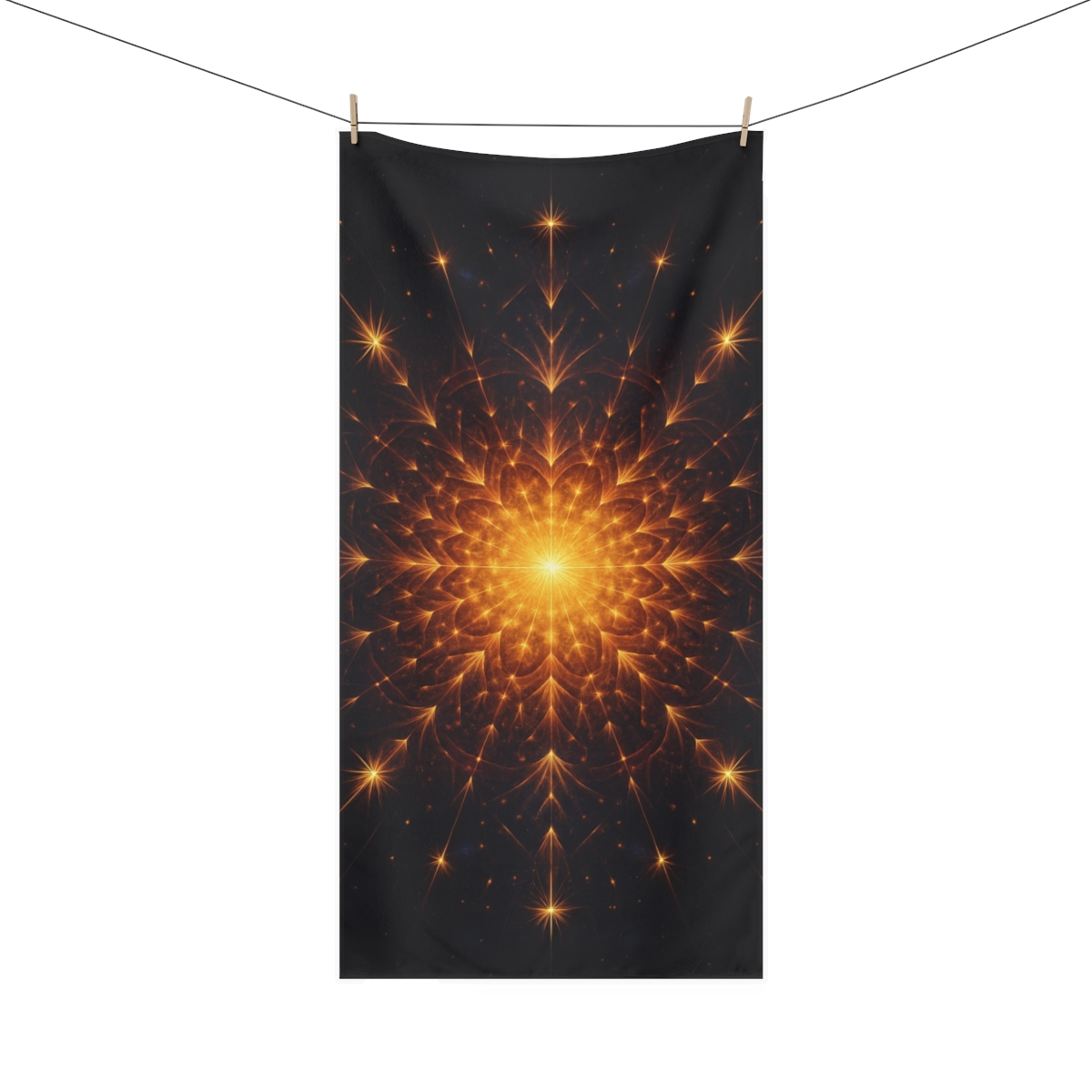Photon Burst Mandala designer printed towels