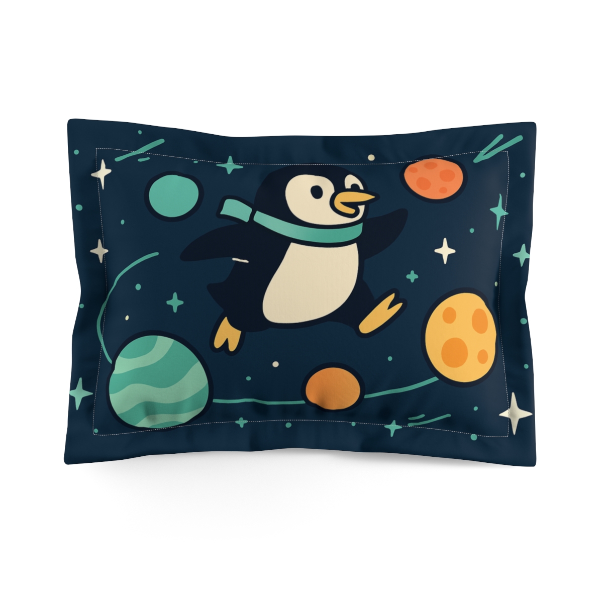 Planet Hopper Penguin stylish throw pillows