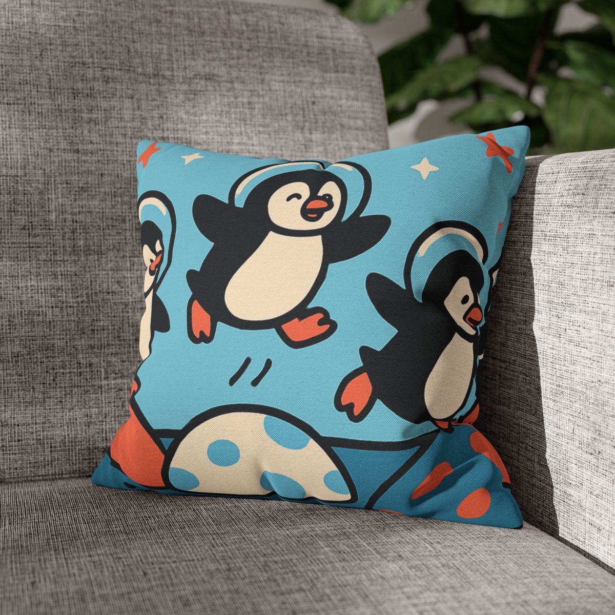 Planet Hopper Penguins trendy patterned pillow cases