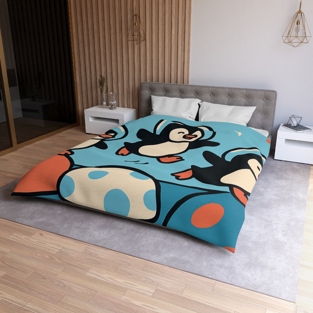 Planet Hopper Penguins personalized bedding duvets