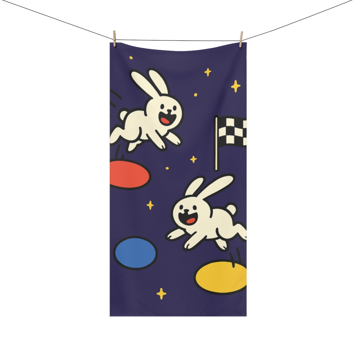 Planet Hopping Bunny Race personalized bath towels