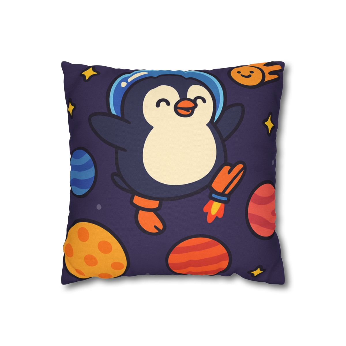 Planet Hopping Penguin Adventure stylish decorative pillowcases