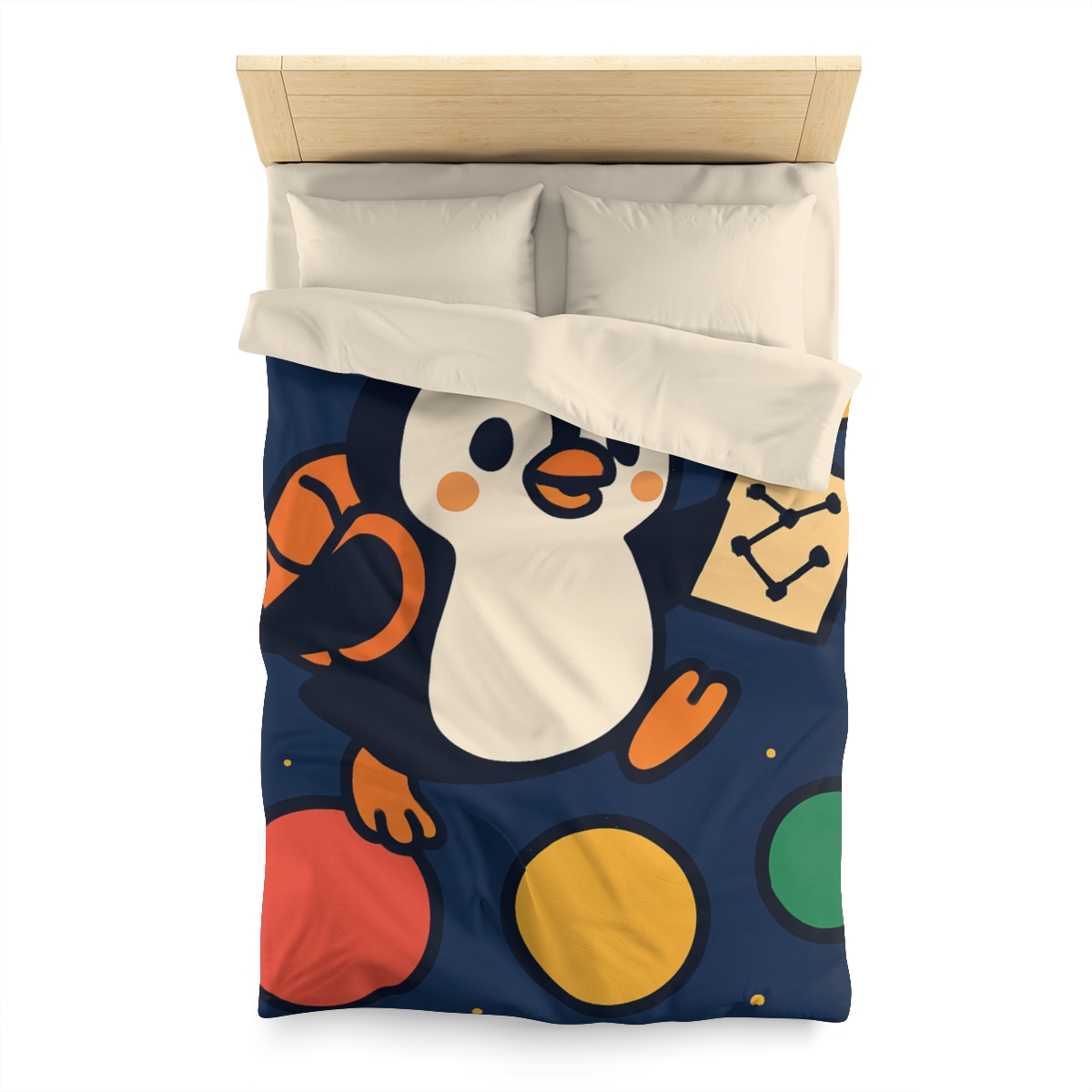 Planet Hopping Penguin Explorer unique patterned duvets