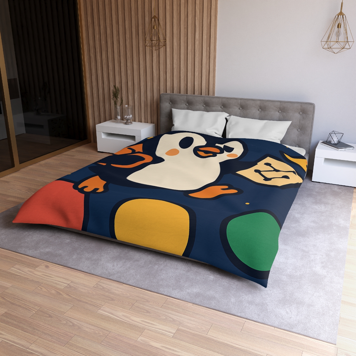 Planet Hopping Penguin Explorer unique patterned duvets
