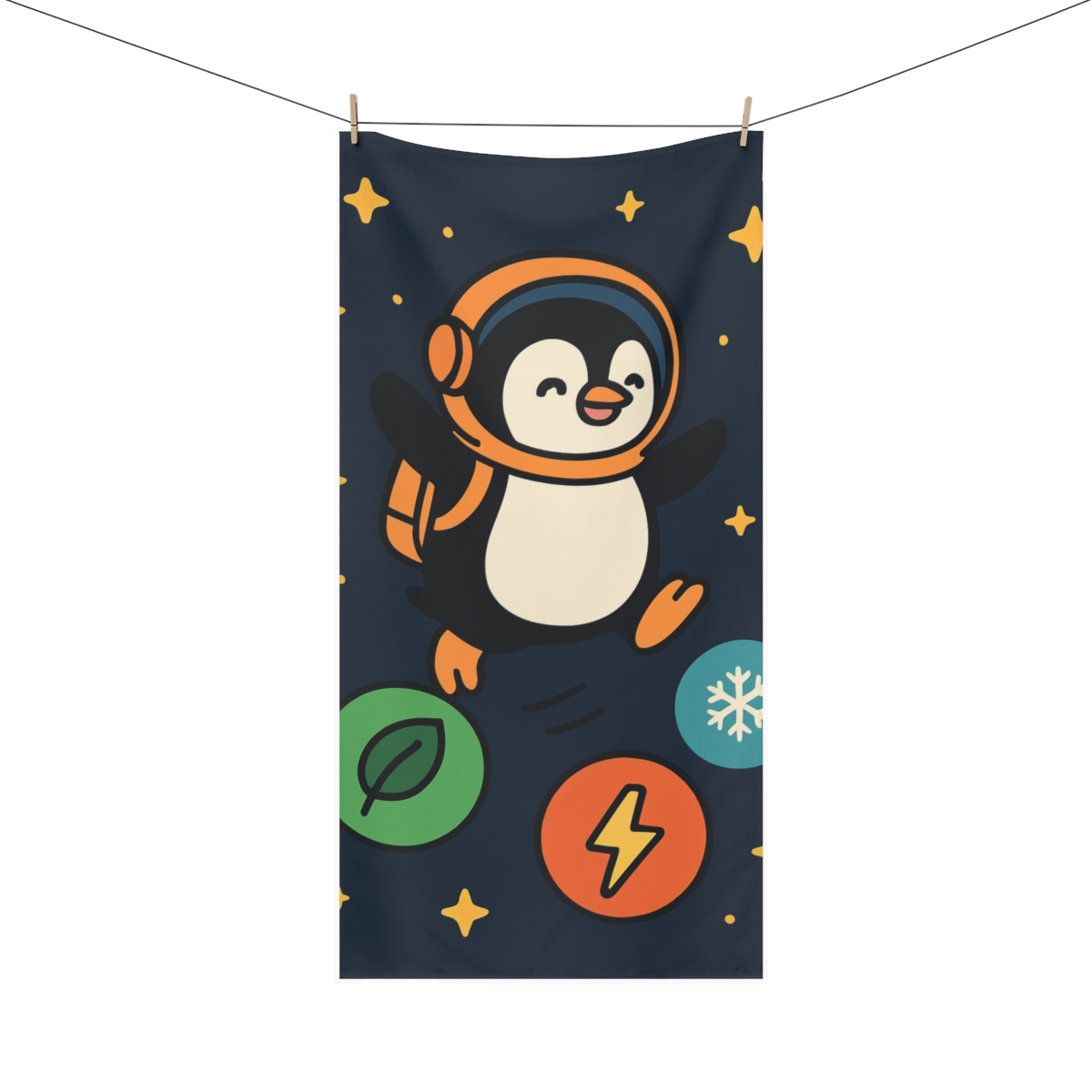 Planet Hopping Penguin Scientist soft cotton towels