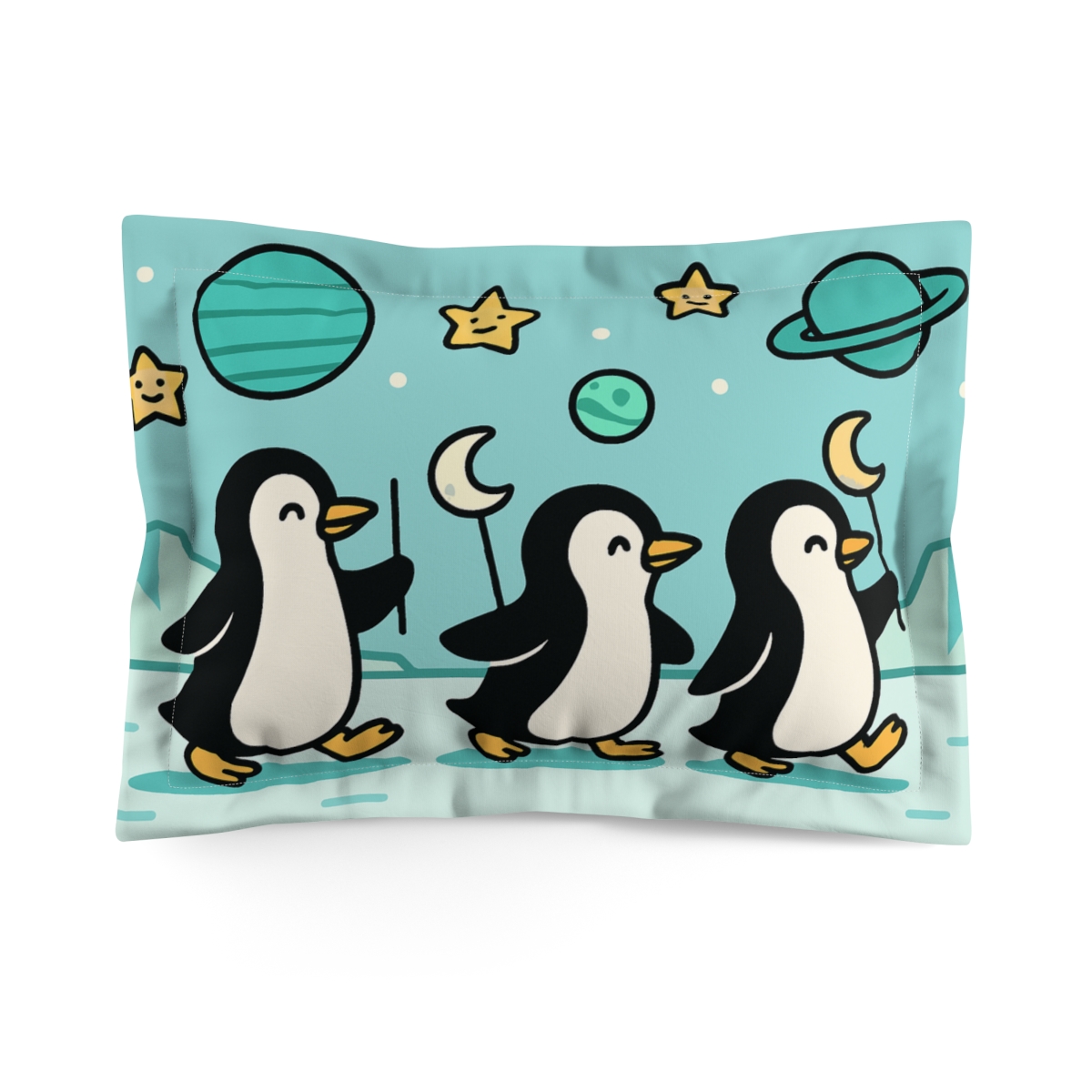 Planet Parade Penguins stylish throw pillows