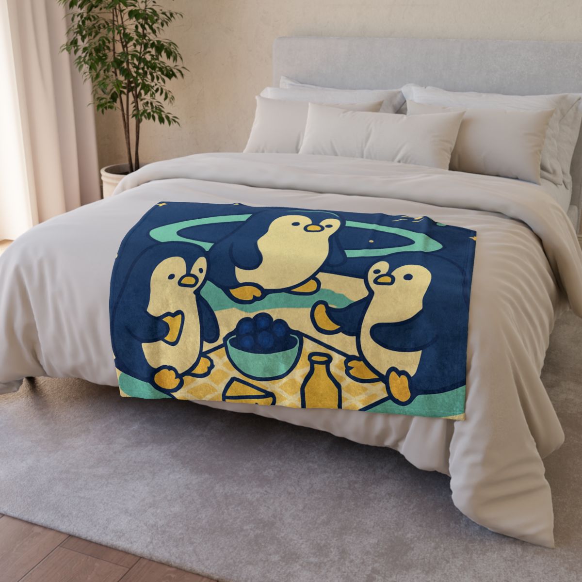 Planet Picnic Penguins soft fleece blankets