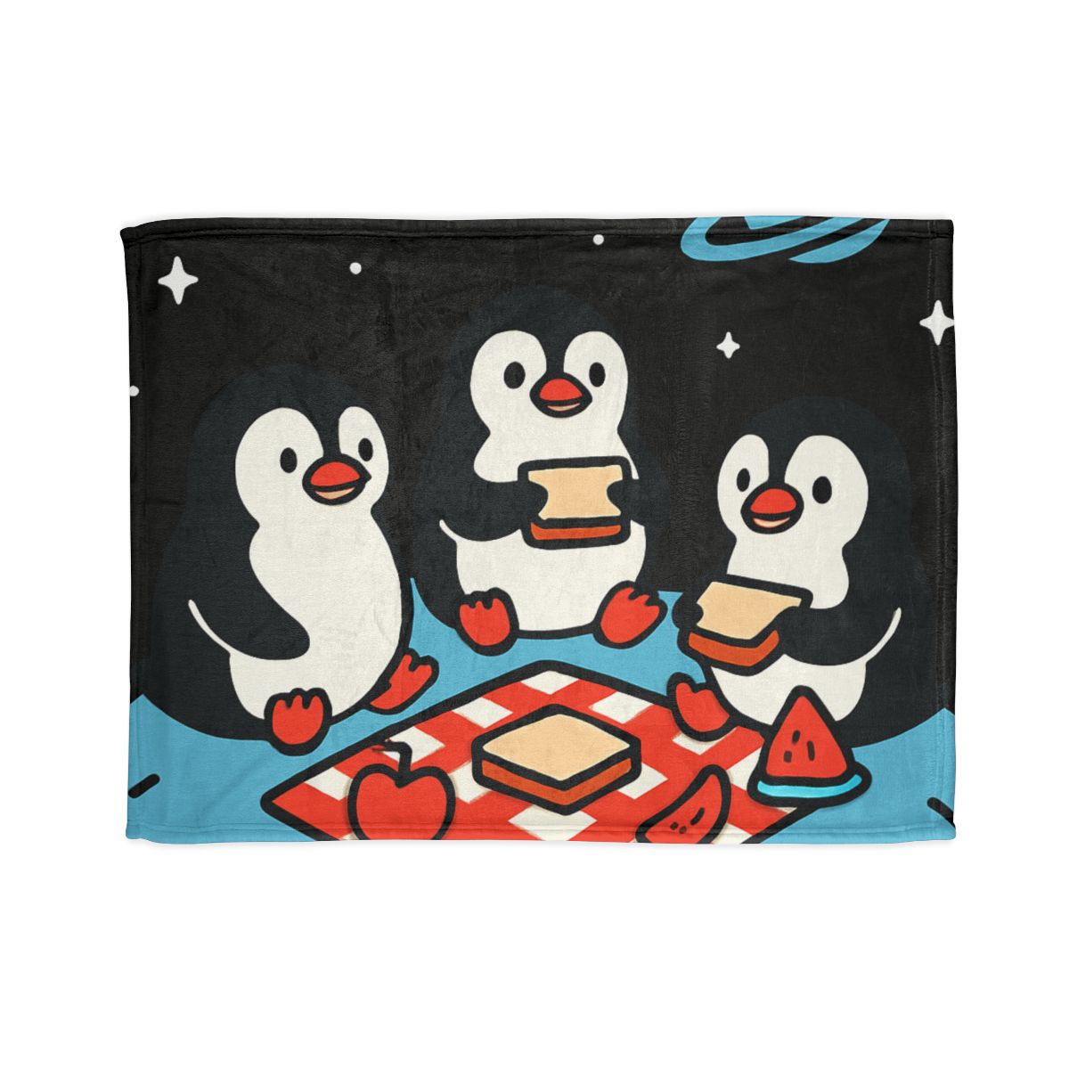 Planet Picnic Penguins personalized cozy blankets