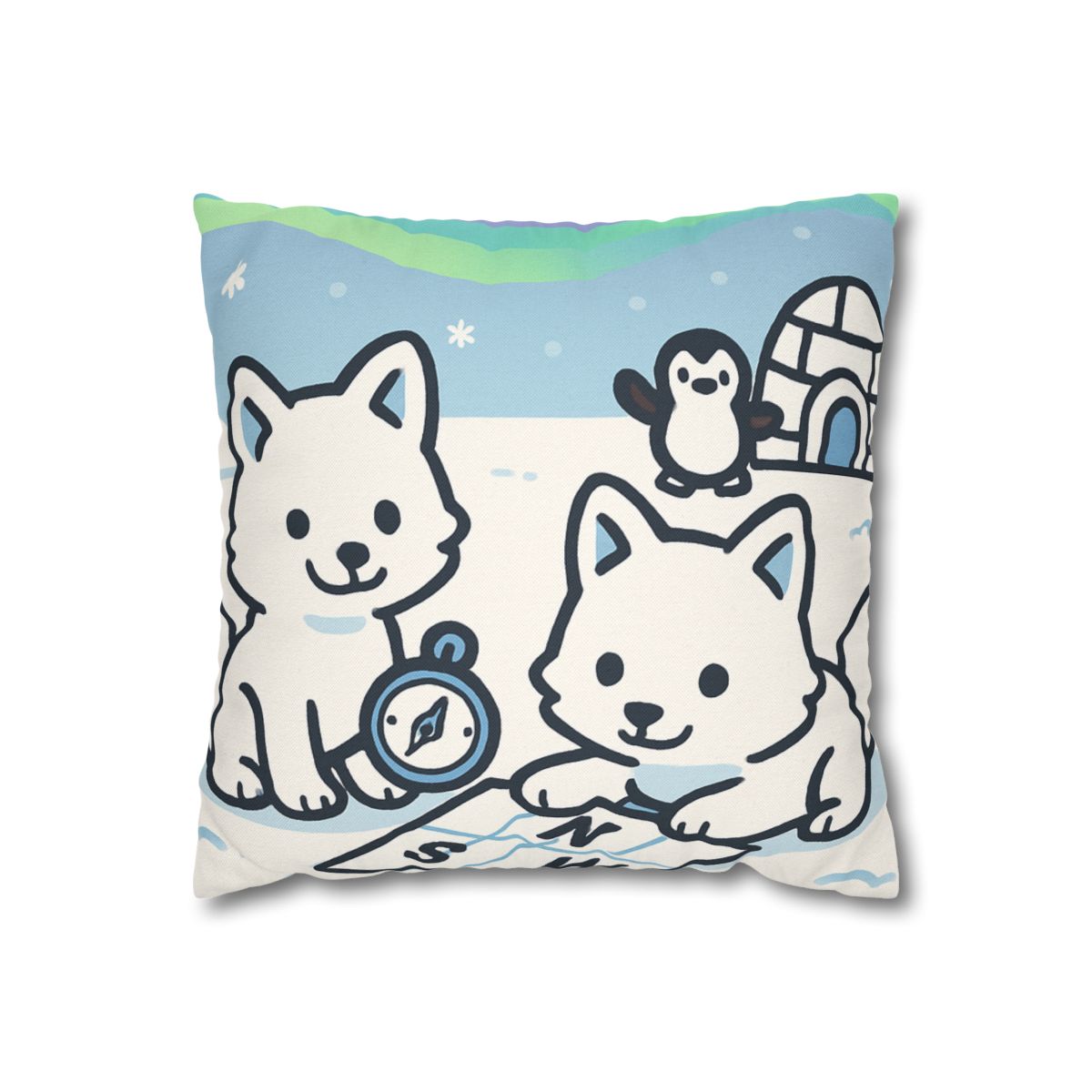 Polar Aurora Map Makers trendy patterned pillow cases