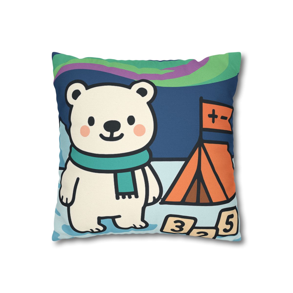Polar Bear Aurora Math Camp designer print pillow cases