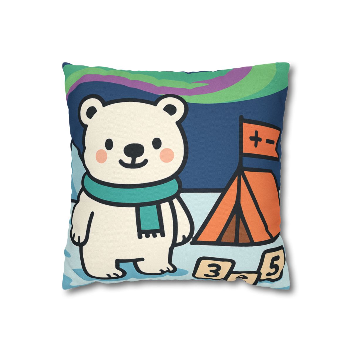 Polar Bear Aurora Math Camp designer print pillow cases