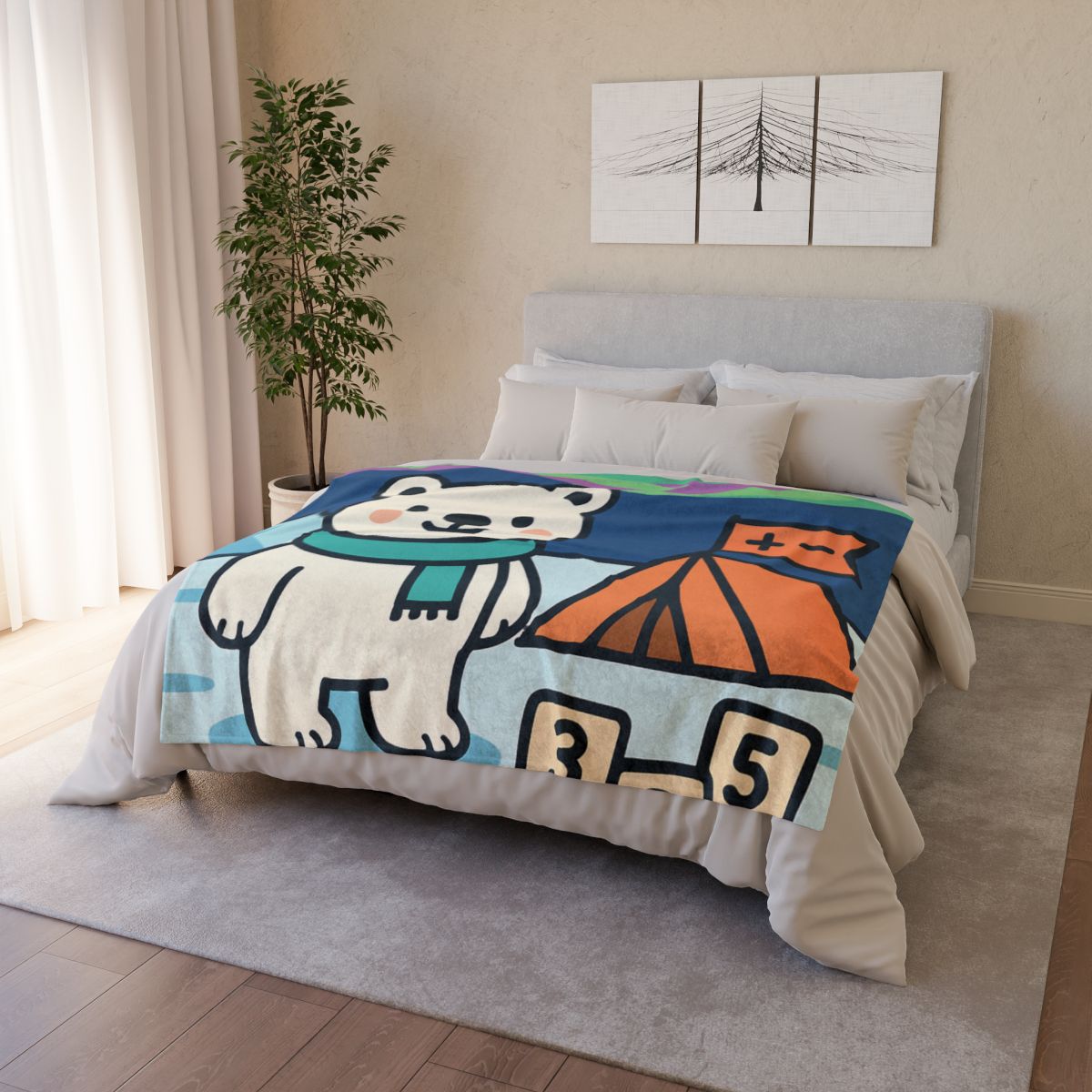 Polar Bear Aurora Math Camp custom blankets
