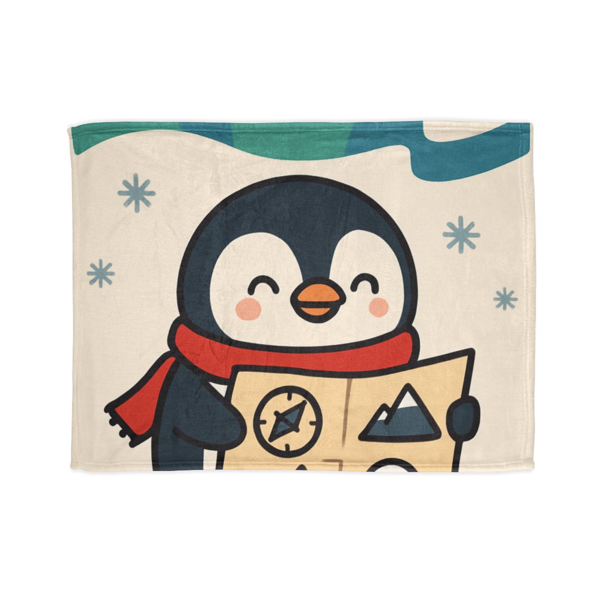 Polar Lights Penguin Map Quest stylish throw blankets