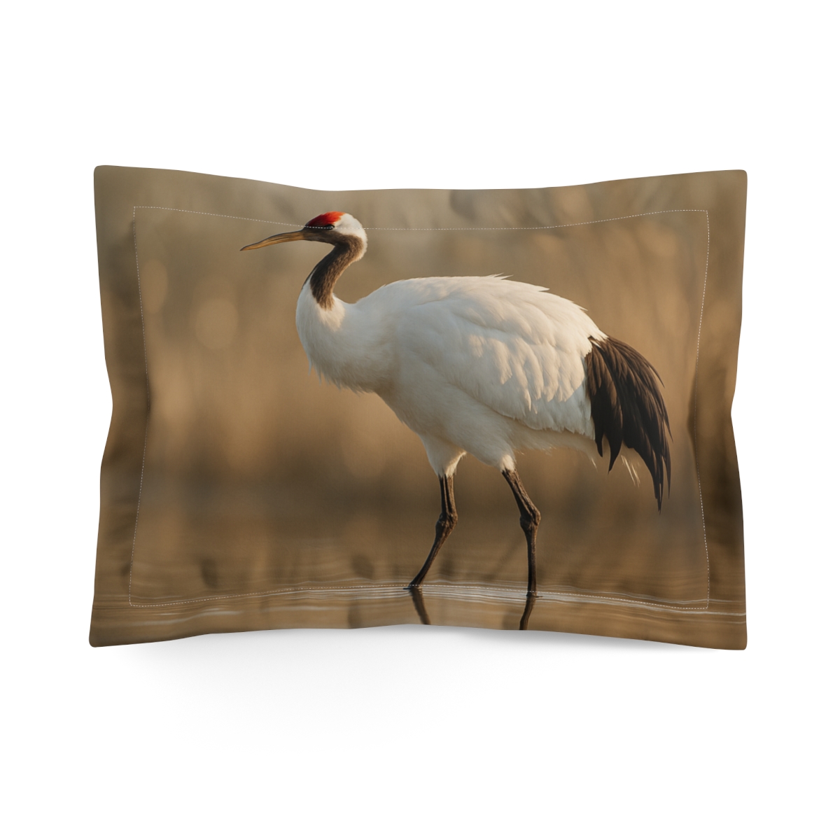 Prism Calm Red Crowned Crane soft plush pillows