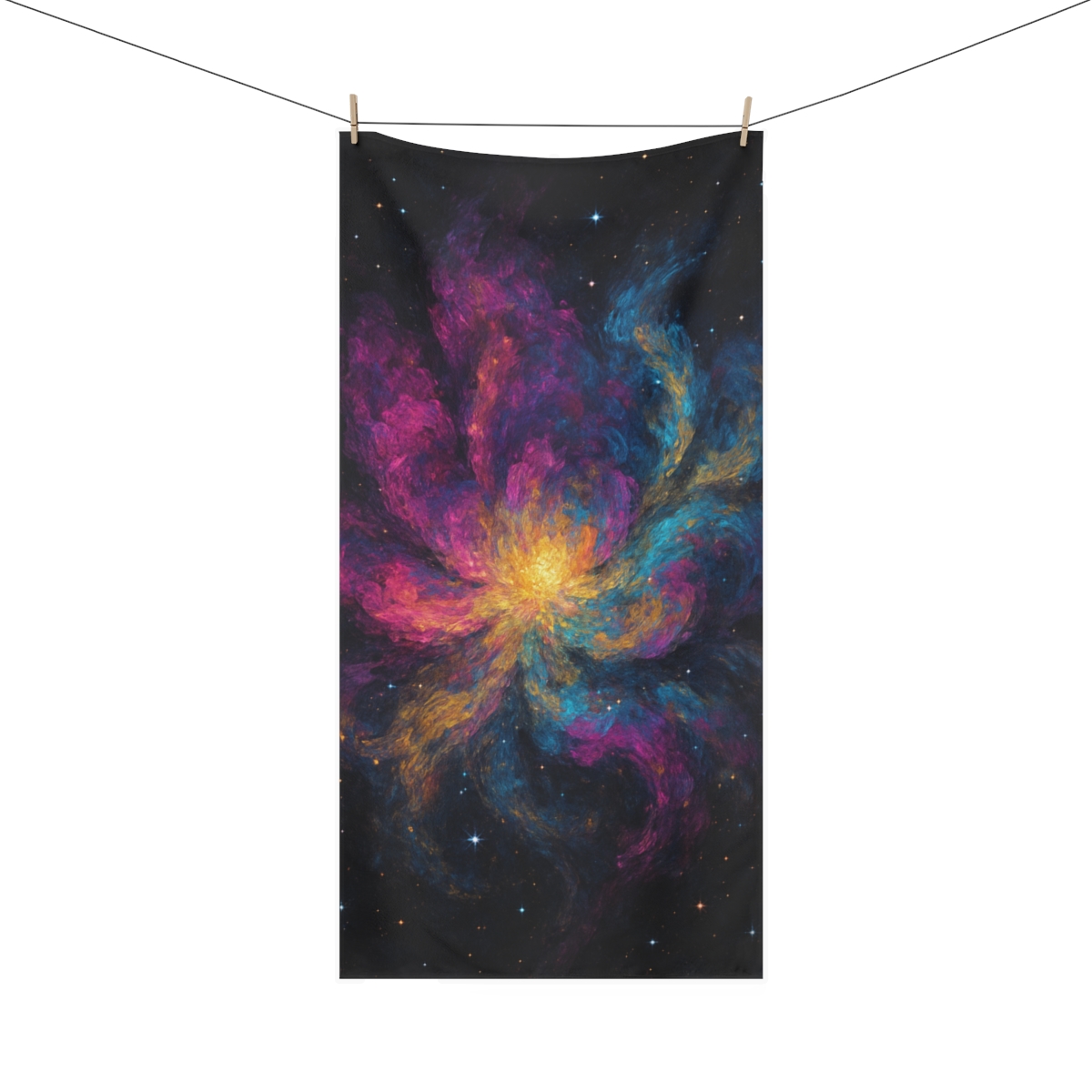Prismatic Nebula Bloom designer printed towels