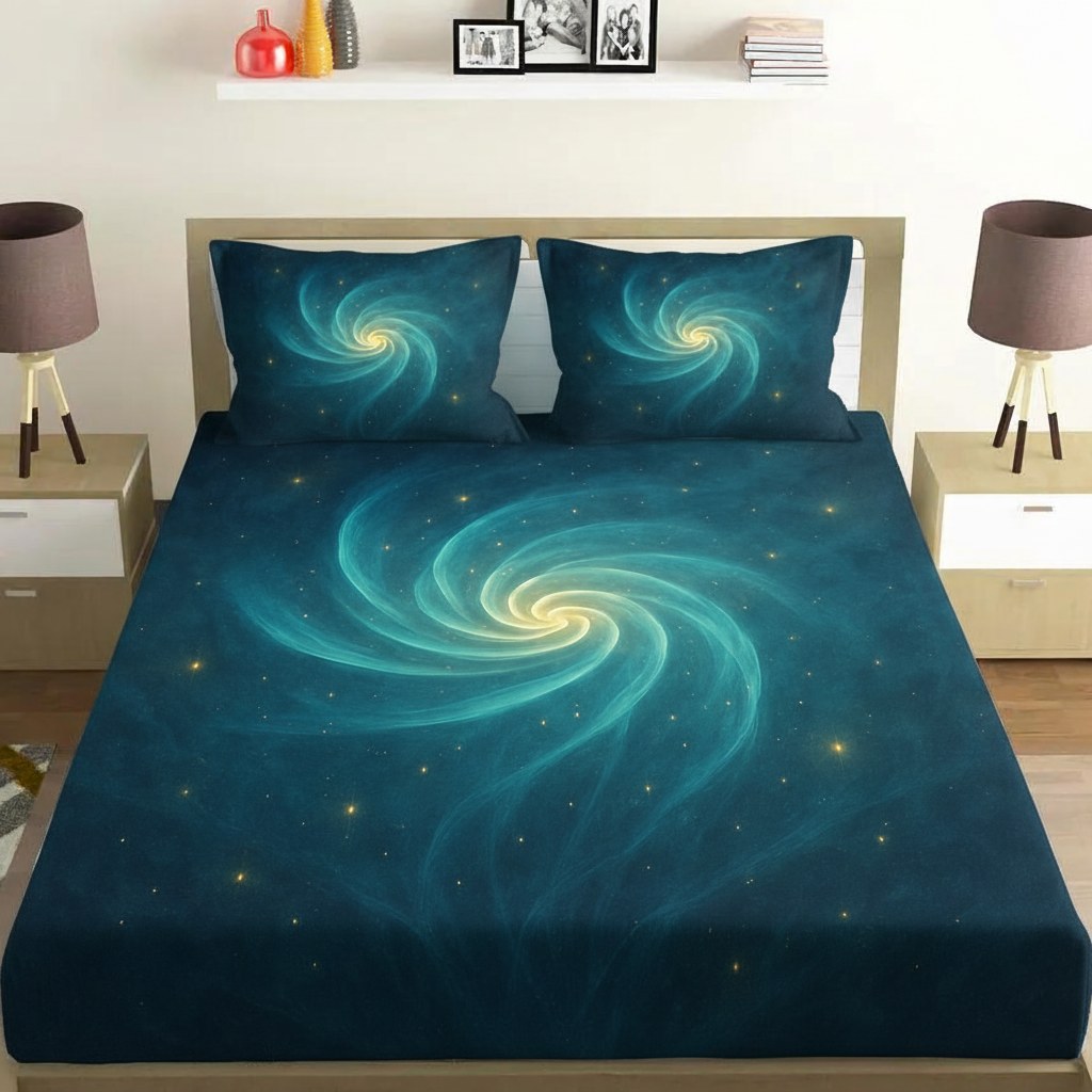 Photon Garden Spiral custom bedsheet sets with 2 pillow covers