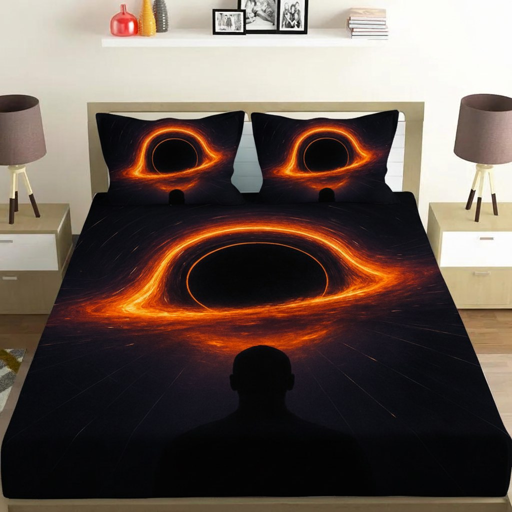 Event Horizon Glow custom bedsheet sets with 2 pillow covers