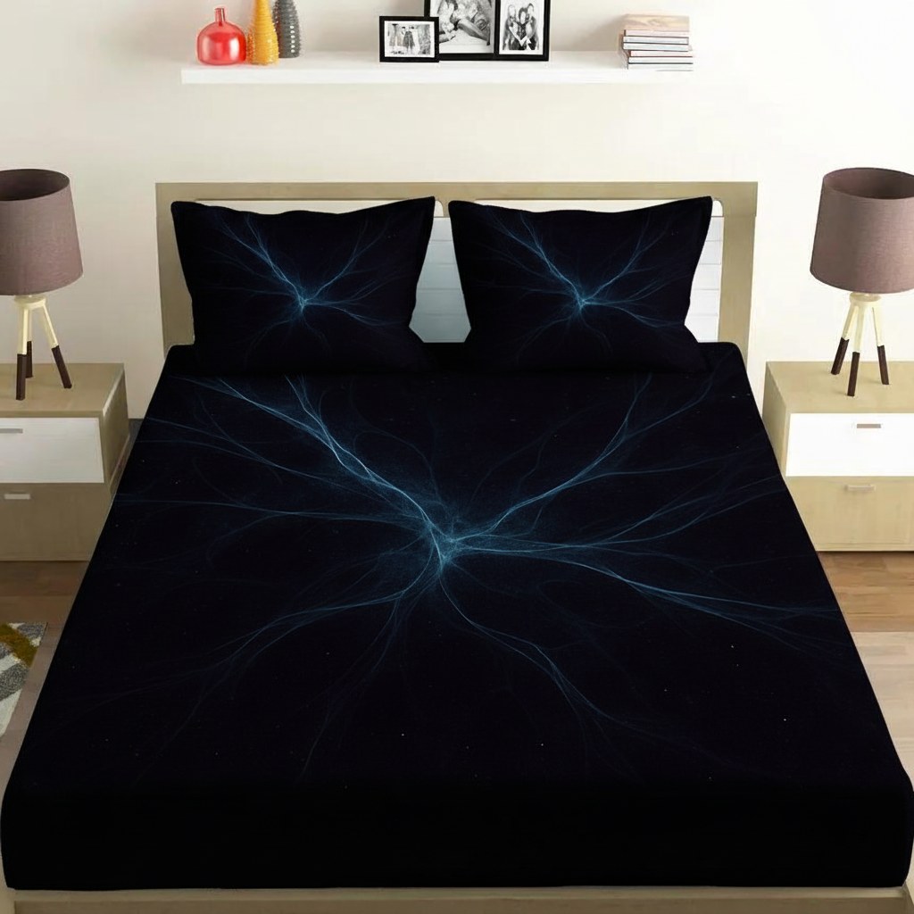 Stellar Lace Filaments soft cotton bedsheet and pillow cover sets