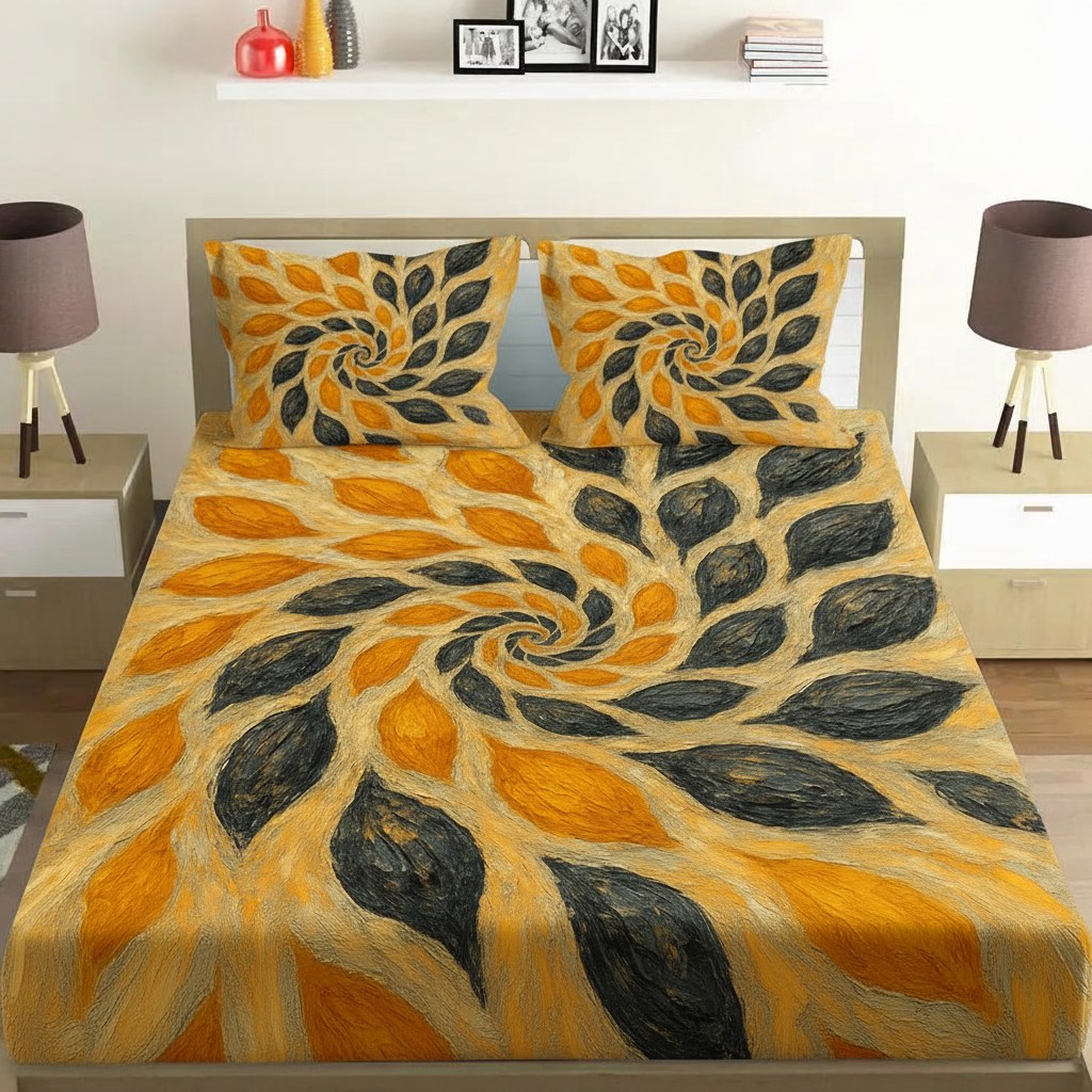 Spiral Seed Pod Orbit designer printed bedsheets with matching pillow covers