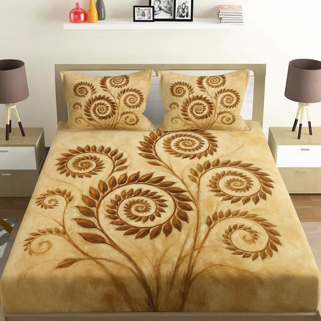 Seed Pod Spiral soft cotton bedsheet and pillow cover sets