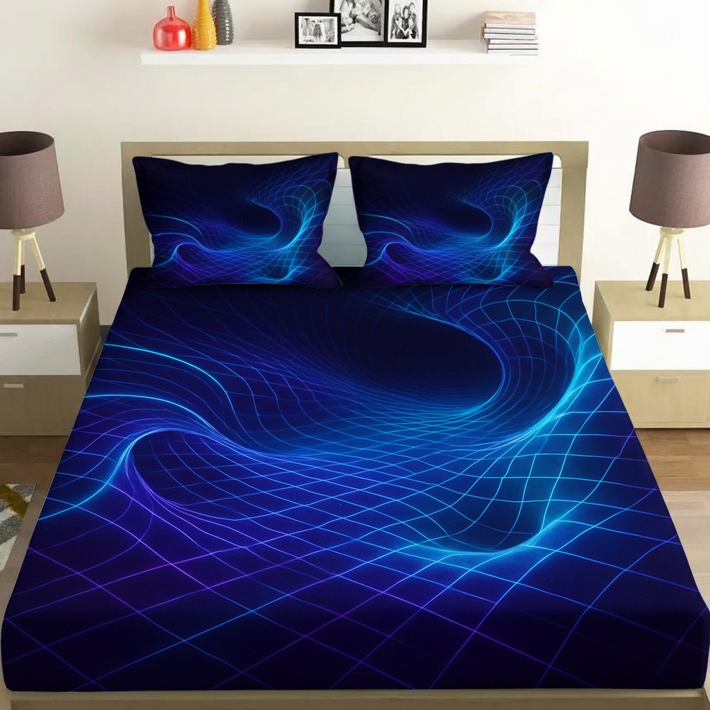 Warped Spacetime Grid custom bedsheet sets with 2 pillow covers