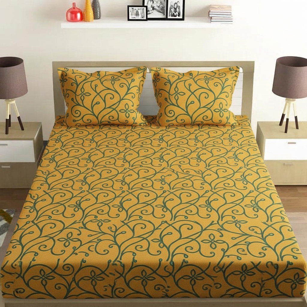 Tendril Lattice Tapestry comfortable double bedsheet with 2 pillow covers