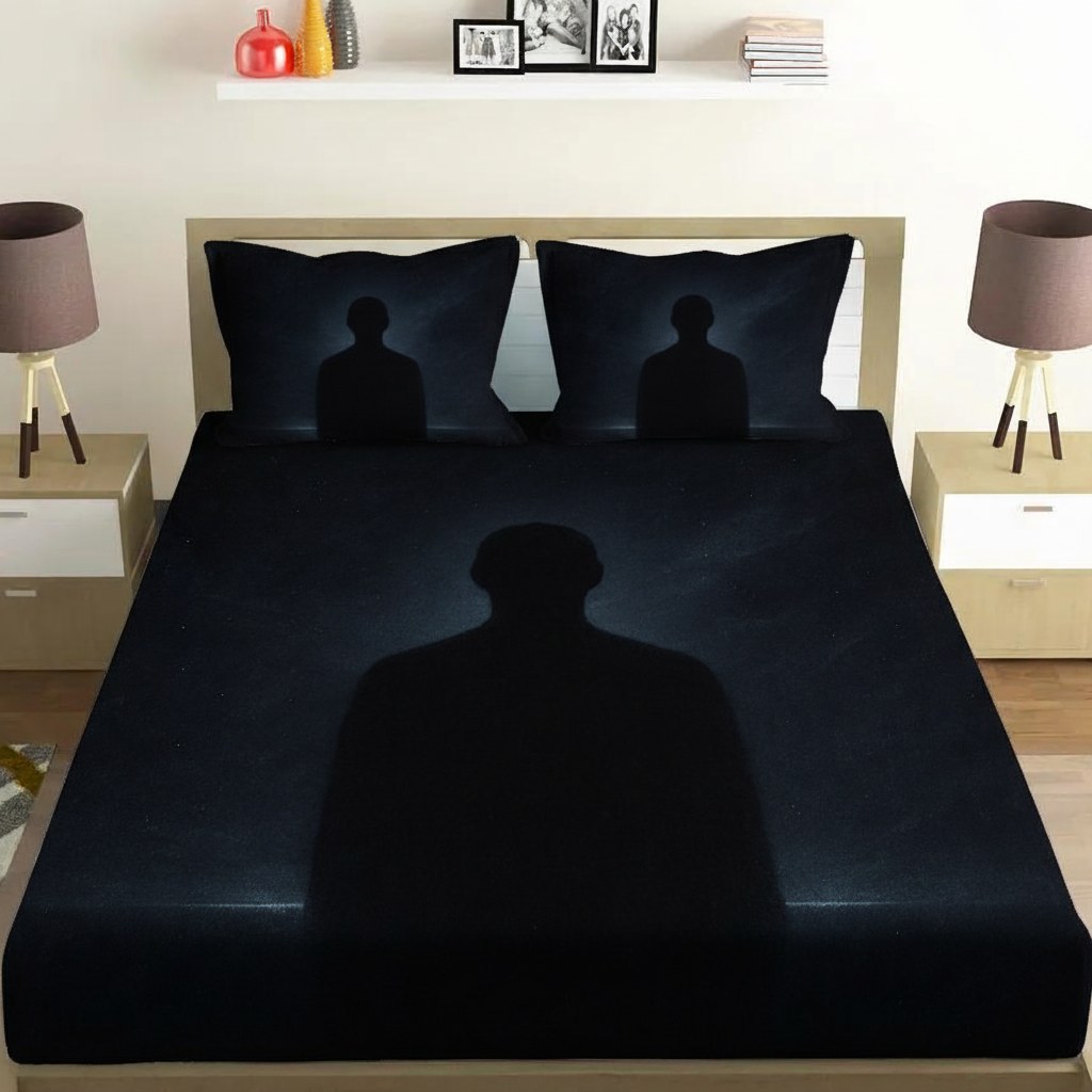 Void Echo Silhouette custom bedsheet sets with 2 pillow covers
