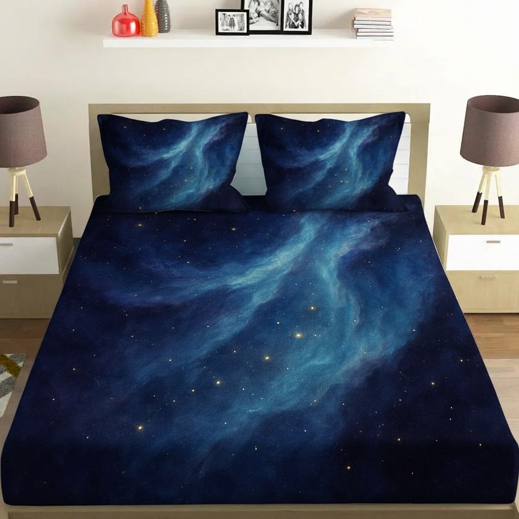 Interstellar Veil Glow unique gift bedsheet and pillow cover combos